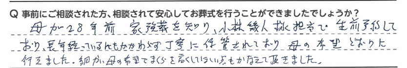 母の希望通りに行えました。